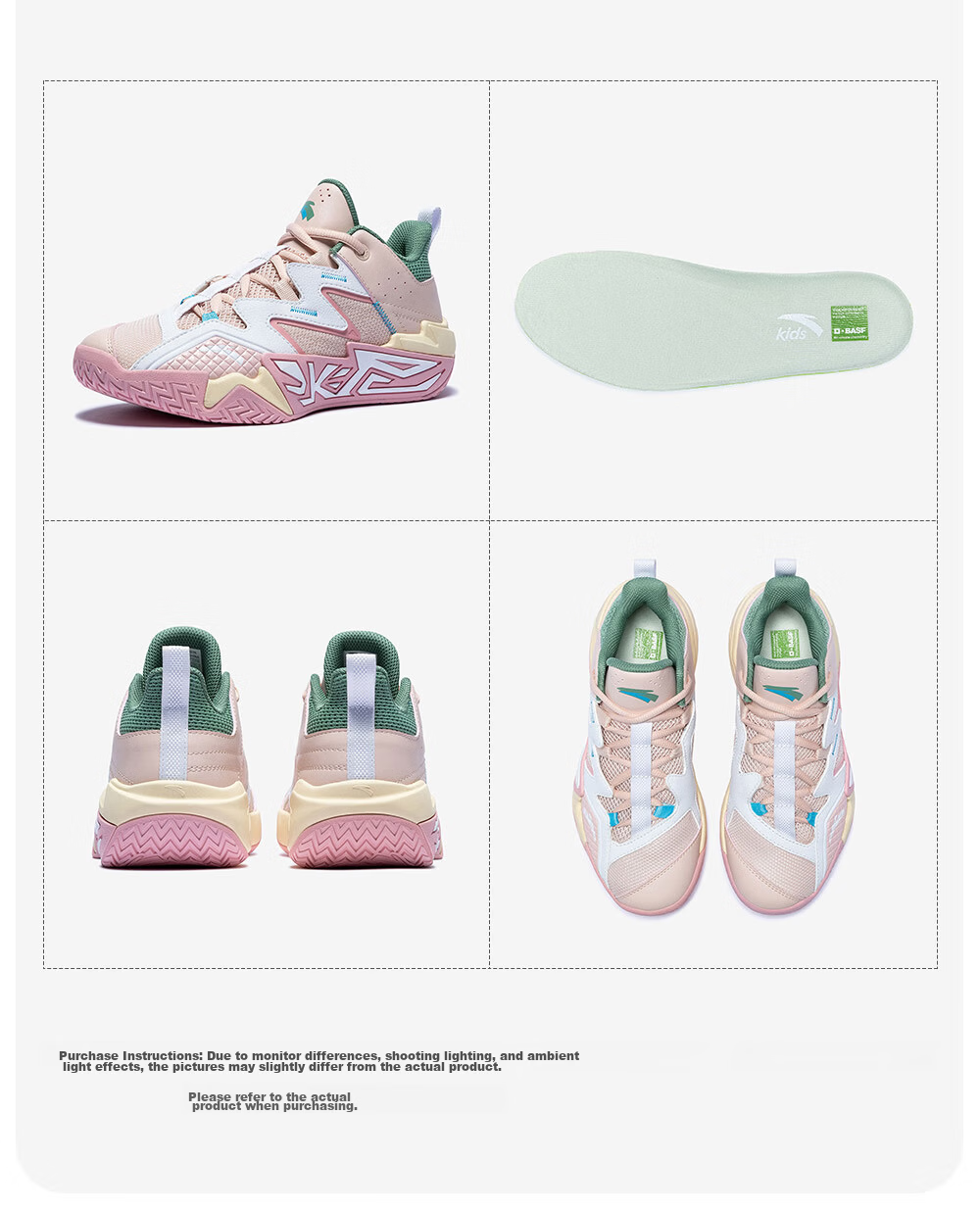 Anta Kids Boys Sports Shoes 2026 Summer Breathable Mesh Durable Cement Basketball Shoes A12621102 24